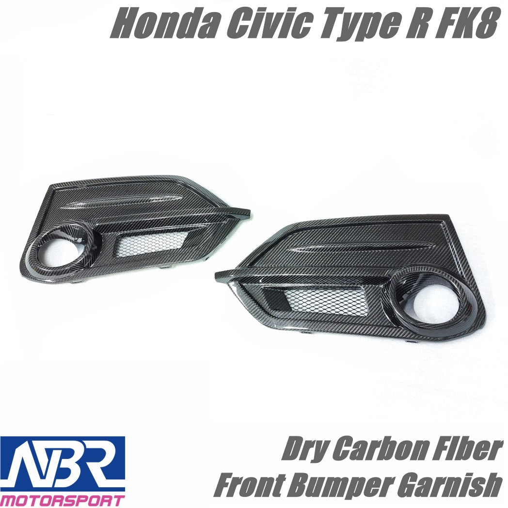 Honda Civic Type R Dry Carbon Fiber Front Bumper Garnish Replacement
