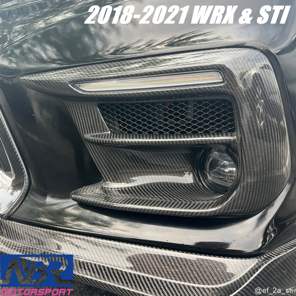 2018-2021 WRX STI Dry Carbon Fiber DRL Bezels Sequential Turn Signals - NBR Motorsport