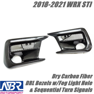2018-2021 WRX STI Dry Carbon Fiber DRL Bezels Sequential Turn Signals - NBR Motorsport
