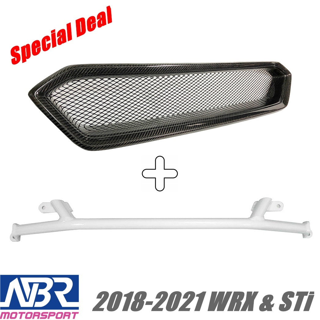スバル2018-2021WRXSTIカーボンファイバーフロントグリルV2スタイル