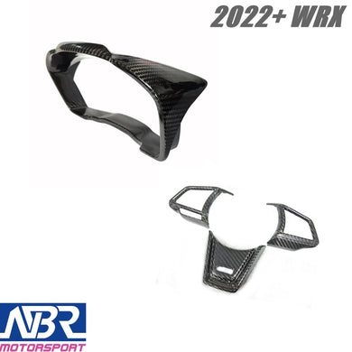 2022+ WRX Dry Carbon Fiber Speedometer Cluster Frame Cover & Steering Wheel Multifunction Switch Covers MT - NBR Motorsport