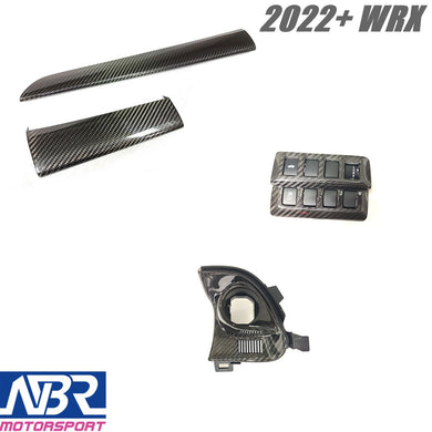 Subaru 2022+ WRX Dry Carbon Fiber Dash Trim Covers LHD & Left Switch Trim Button & Push Button Start Trim Surround Cover - NBR Motorsport
