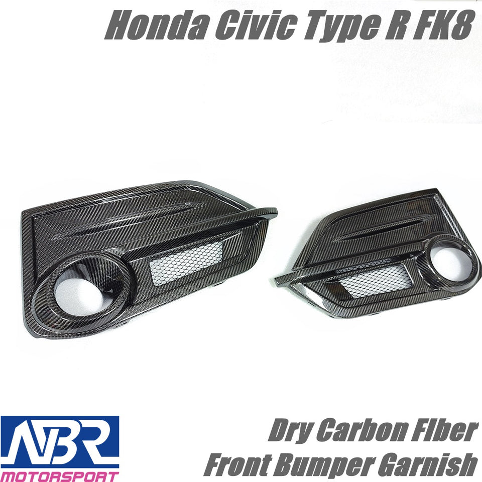 Honda Civic Type R Dry Carbon Fiber Front Bumper Garnish Replacement