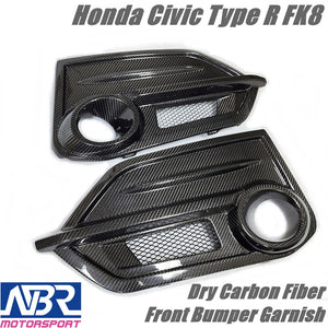 Honda Civic Type R Dry Carbon Fiber Front Bumper Garnish Replacement
