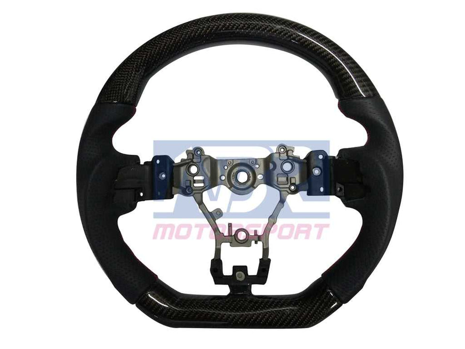 2015-2021 WRX / STI Carbon Leather Steering Wheel With Red Stitching - NBR Motorsport