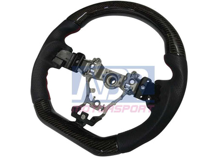 2015-2021 WRX / STI Carbon Leather Steering Wheel With Red Stitching - NBR Motorsport