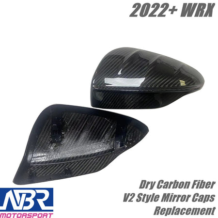Subaru 2022+ WRX Dry Carbon Fiber Mirror Caps Replacement V2 Style - NBR Motorsport