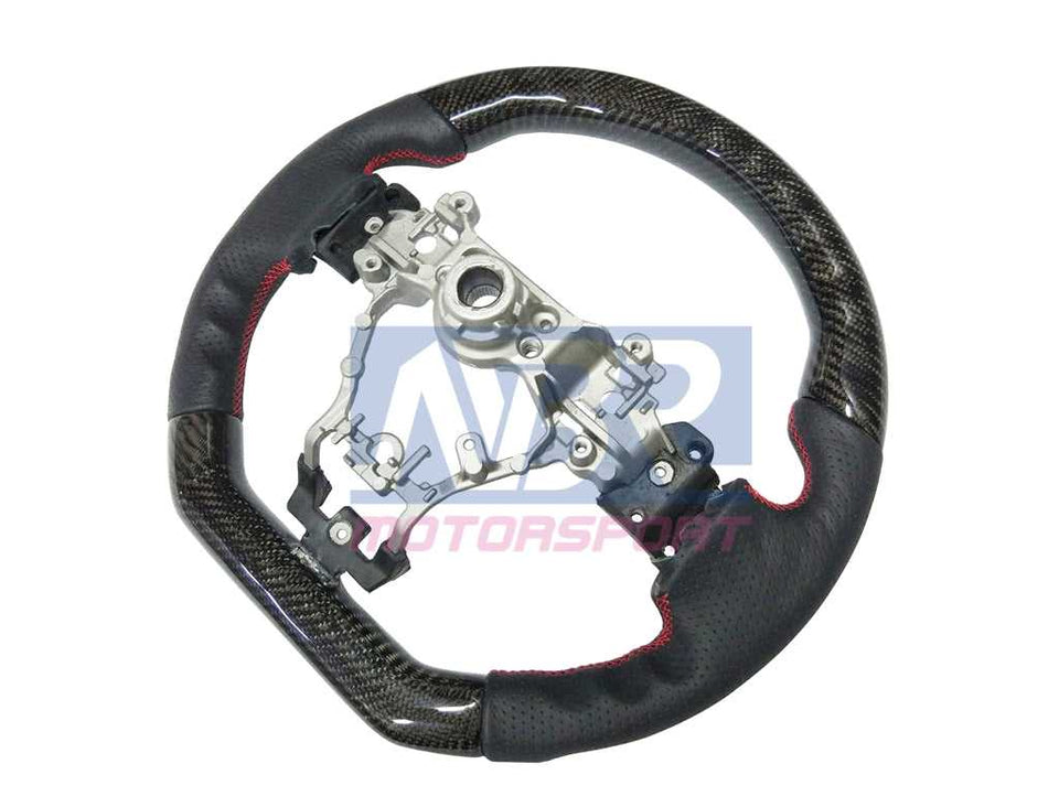 2015-2021 WRX / STI Carbon Leather Steering Wheel With Red Stitching - NBR Motorsport