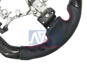 2015-2021 WRX / STI Carbon Leather Steering Wheel With Red Stitching - NBR Motorsport