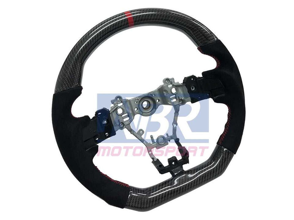 2015+ WRX / STI Alcantara / Carbon fiber / Red Stripe Steering Wheel - NBR Motorsport