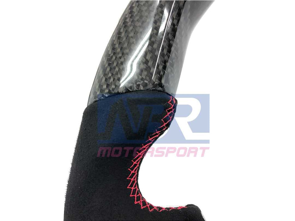 2015+ WRX / STI Alcantara / Carbon fiber / Red Stripe Steering Wheel - NBR Motorsport