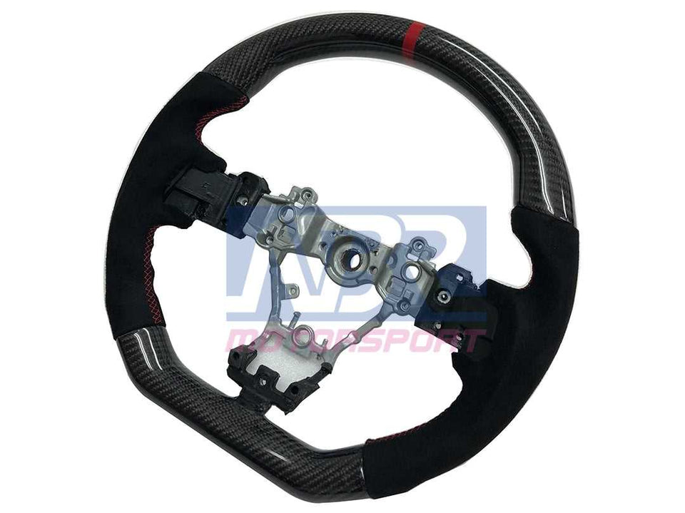 2015+ WRX / STI Alcantara / Carbon fiber / Red Stripe Steering Wheel - NBR Motorsport