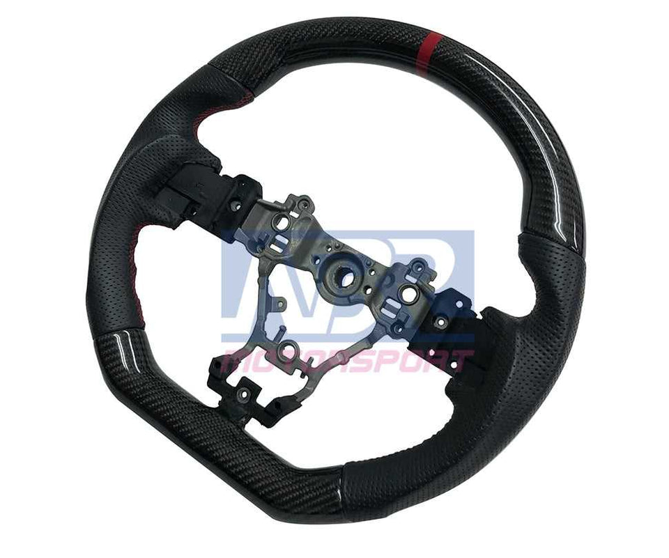 2015+ WRX STI Leather / Carbon fiber / Red Stripe Steering Wheel - NBR Motorsport