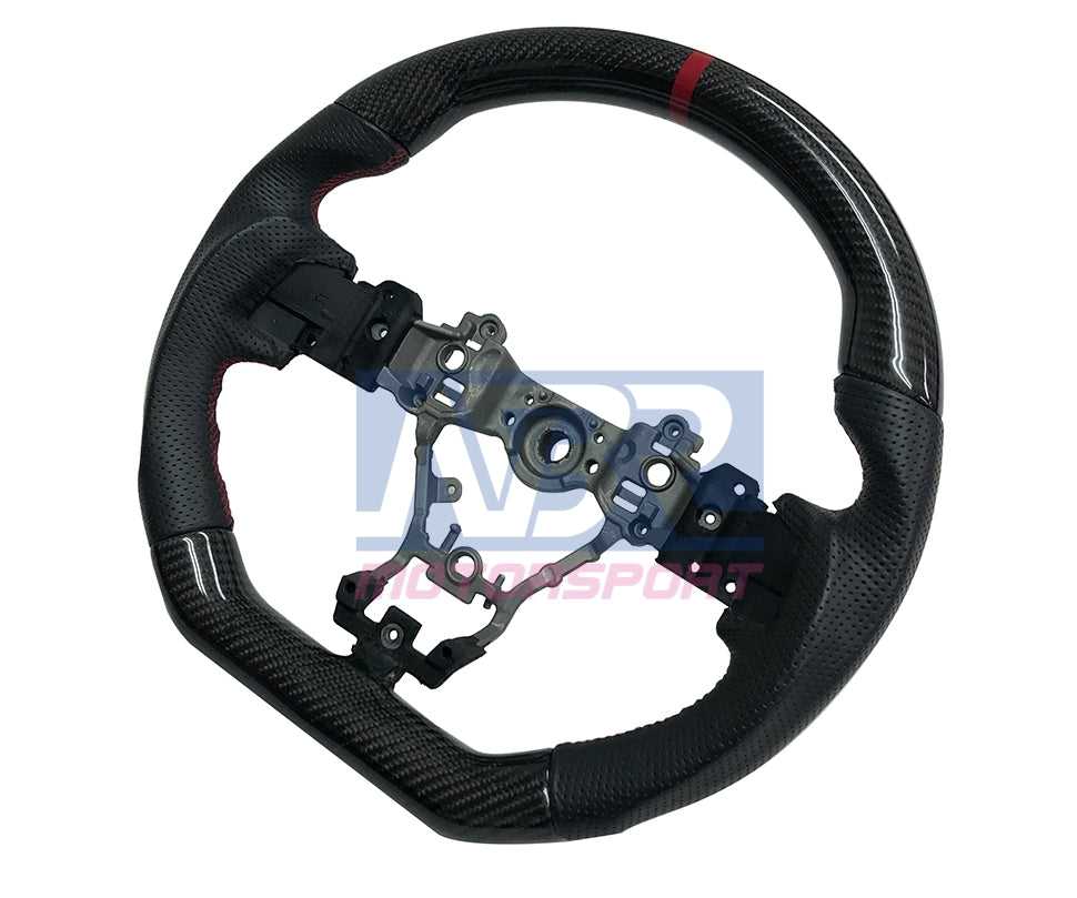 2015+ WRX STI Leather / Carbon fiber / Red Stripe Steering Wheel - NBR Motorsport